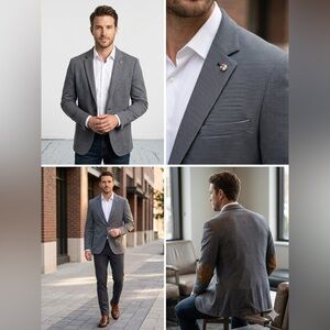 NWT BRICE Men’s Blazer Easy Slim Fit Gray Textured , size Large